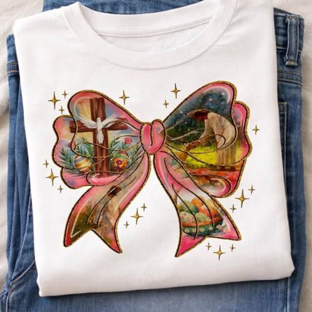 Easter Jesus Christian Bow TShirt Made To Order Kids-Adult XL You Pick Color
